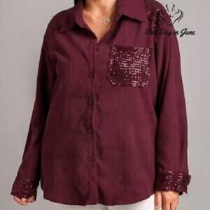 Umgee Sequin Button Front Jacket Size 1XL